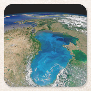 Dessous-de-verre Carré En Papier Floraison De Phytoplancton Bleu En Mer Noire