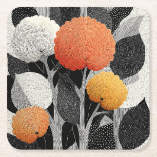 Dessous-de-verre Carré En Papier Floraison Nocturne sur la Planète Rouge #5