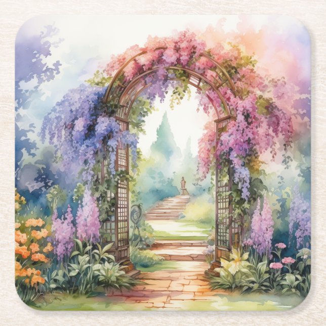 Dessous-de-verre Carré En Papier Floral Arch Landscape (Devant)
