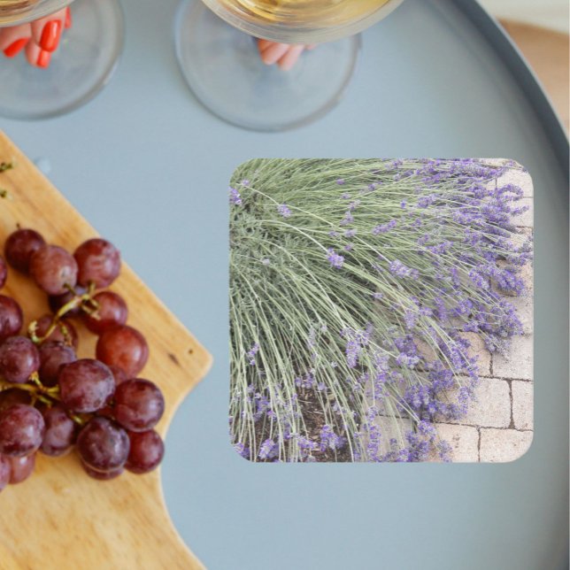 Dessous-de-verre Carré En Papier Floral de lavande violette (In Situ Wedding)