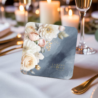 Dessous-de-verre Carré En Papier Floral Drama Mariage Blue ID1022