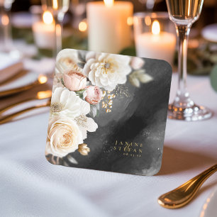 Dessous-de-verre Carré En Papier Floral Drama Mariage Charcoal ID1022