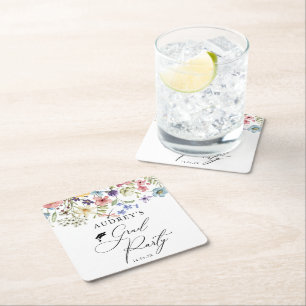 Dessous-de-verre Carré En Papier Floral Fleur sauvage moderne Grad Party