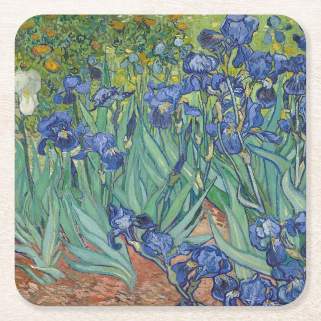 Dessous-de-verre Carré En Papier Floral Irises Garden Vincent van Gogh Inspiré (Devant)