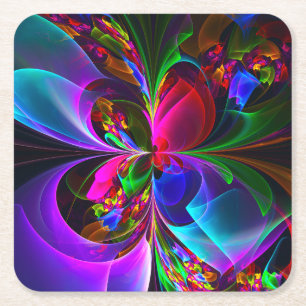 Dessous-de-verre Carré En Papier Floral moderne Art Abstrait Rouge Bleu Motif #12