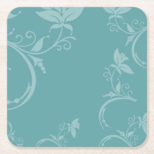 Dessous-de-verre Carré En Papier Floral turquoise (Devant)