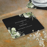 Dessous-de-verre Carré En Papier Flore Vert Élégant Mariage noir et blanc<br><div class="desc">Elégant dessous de verre mariage noir et blanc fleuris personnalisés avec vos noms et date de mariage spéciale. Conçu par Thisisnotme©</div>