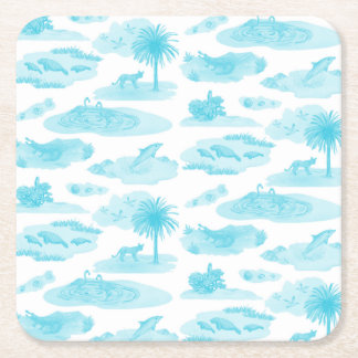 Dessous-de-verre Carré En Papier Florida Toile Coaster (Turquoise)