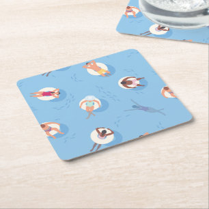 Dessous-de-verre Carré En Papier Flottant dans le Motif de la rivière Lazy