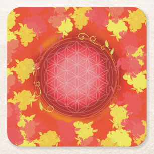 Dessous-de-verre Carré En Papier flower of life,pink, flower, natural,sacred