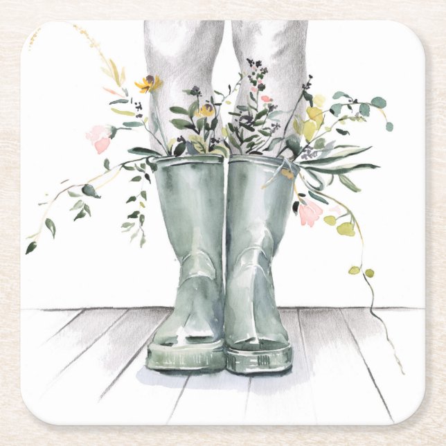 Dessous-de-verre Carré En Papier Flux et croissance II (Devant)