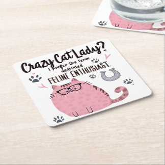 Dessous-de-verre Carré En Papier Folle de chats ? Cadeau drôle pour amateur de chat