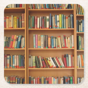 Dessous-de-verre Carré En Papier Fond de bibliothèque