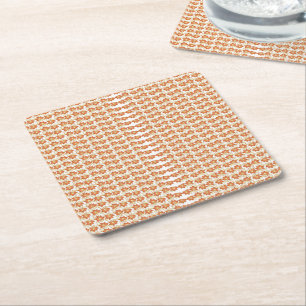 Dessous-de-verre Carré En Papier Fond orange et blanc avec un motif élégant