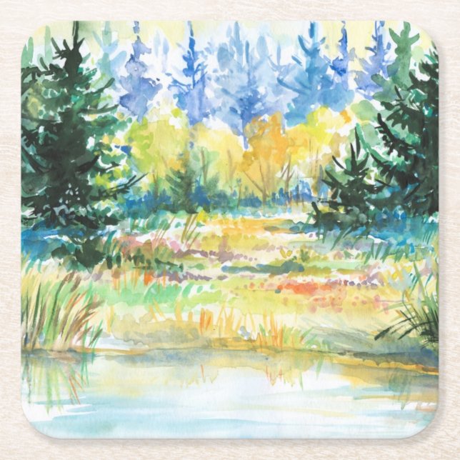 Dessous-de-verre Carré En Papier Forêt (Devant)