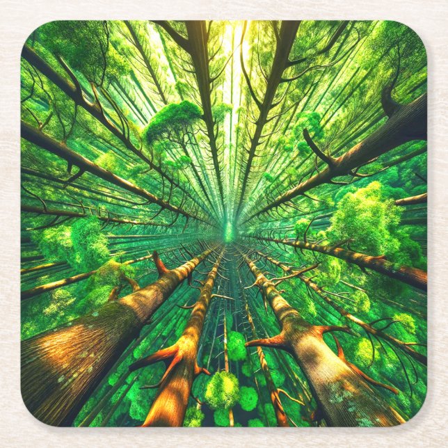Dessous-de-verre Carré En Papier Forêt (Devant)