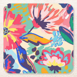 Dessous-de-verre Carré En Papier Forêt et rose