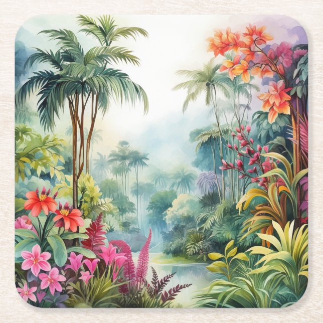 Dessous-de-verre Carré En Papier Forêt tropicale (Devant)