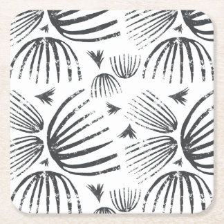 Dessous-de-verre Carré En Papier Formes Abstraites Motif Sans Couture en Noir et Bl