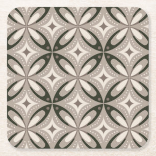 Dessous-de-verre Carré En Papier Formes circulaires rétro beige et marron