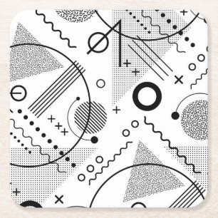 Dessous-de-verre Carré En Papier Formes et lignes géométriques en noir et blanc coo