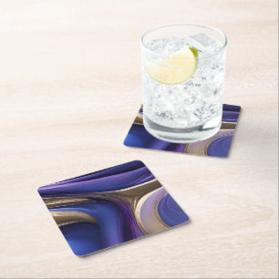 Dessous-de-verre Carré En Papier Fournitures de table moderne - Bleu pourpre et or