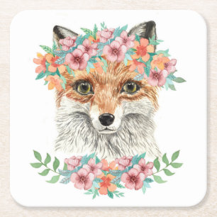Dessous-de-verre Carré En Papier Fox floral