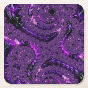 Dessous-de-verre Carré En Papier Fractale pourpre