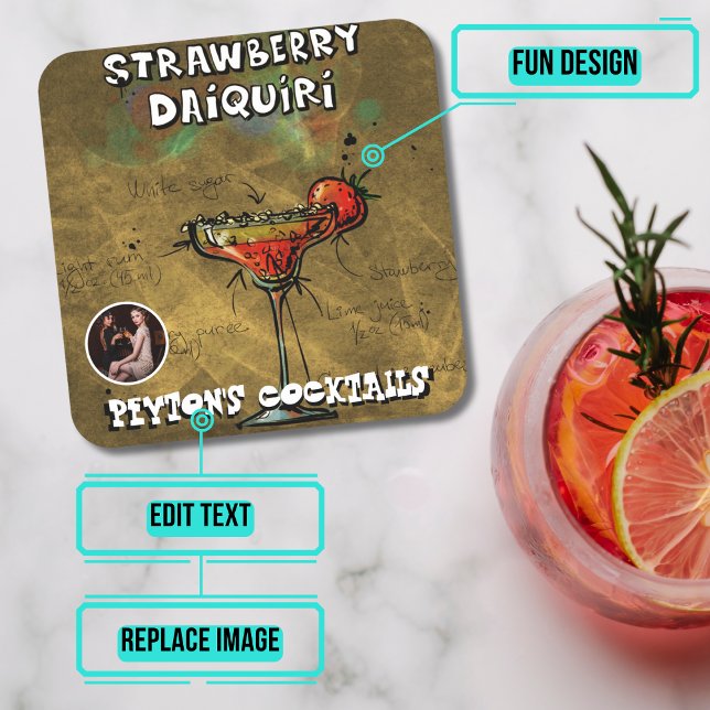 Dessous-de-verre Carré En Papier Fraise Daiquiri Cocktail Party (Please enjoy our design and see the others in the collection.)