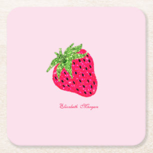 Dessous-de-verre Carré En Papier Fraise Pailletée Froide
