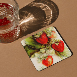 Dessous-de-verre Carré En Papier fraise vintage