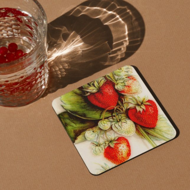 Dessous-de-verre Carré En Papier fraise vintage (Créateur téléchargé)