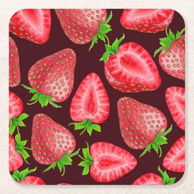 Dessous-de-verre Carré En Papier Fraises (Devant)