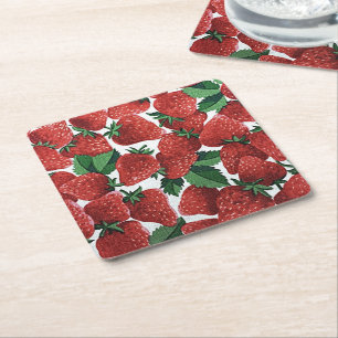 Dessous-de-verre Carré En Papier Fraises et crème