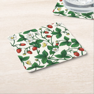 Dessous-de-verre Carré En Papier Fraises sauvages rouge/jaune/vert/blanc cassé