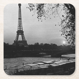 Dessous-de-verre Carré En Papier France ancienne Paris tour Eiffel coucher de solei