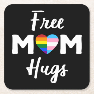 Dessous-de-verre Carré En Papier Free Mom Hugs II - Arc-en-ciel Fierté Gay Trans