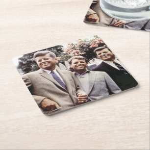 Dessous-de-verre Carré En Papier Frères avec le président John Kennedy à la Maison
