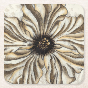 Dessous-de-verre Carré En Papier Fresque de Flowerhead sur l'arrière - plan
