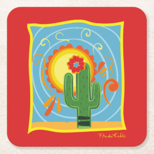 Dessous-de-verre Carré En Papier Frida Kahlo Cactus Graphic