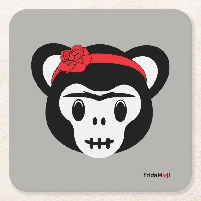 Dessous-de-verre Carré En Papier Frida Kahlo | FridaMoji - Jour du singe mort (Devant)