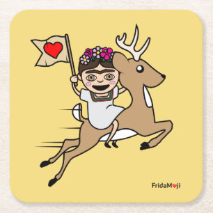 Dessous-de-verre Carré En Papier Frida Kahlo   FridaMoji - Reindeer