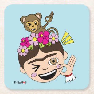 Dessous-de-verre Carré En Papier Frida Kahlo FridaMoji - Un OK