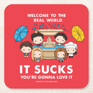 Dessous-de-verre Carré En Papier FRIENDS™ Bienvenue dans le monde réel Chibi