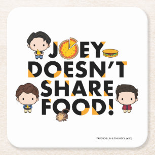 Dessous-de-verre Carré En Papier FRIENDS™ Joey ne partage pas la nourriture Chibi