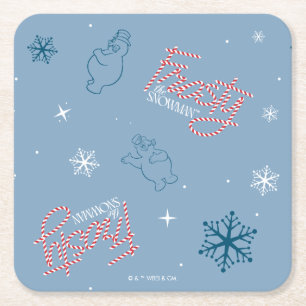 Dessous-de-verre Carré En Papier Frosty Snowman Blue Snowflake Motif