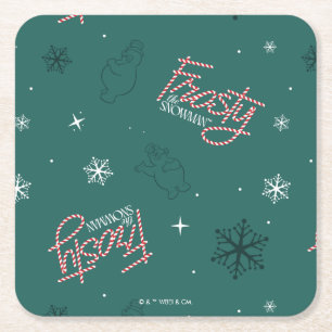 Dessous-de-verre Carré En Papier Frosty Snowman Green Snowflake Motif