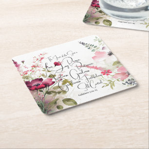 Dessous-de-verre Carré En Papier Fruit de l'Esprit floral rose