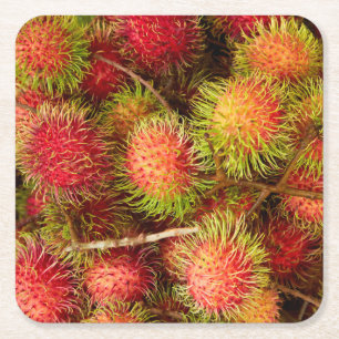 Dessous-de-verre Carré En Papier Fruit de rambutan au marché de Can Duoc