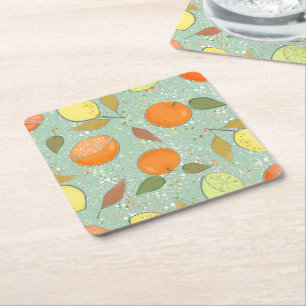 Dessous-de-verre Carré En Papier Fruit motif aux citrons, oranges